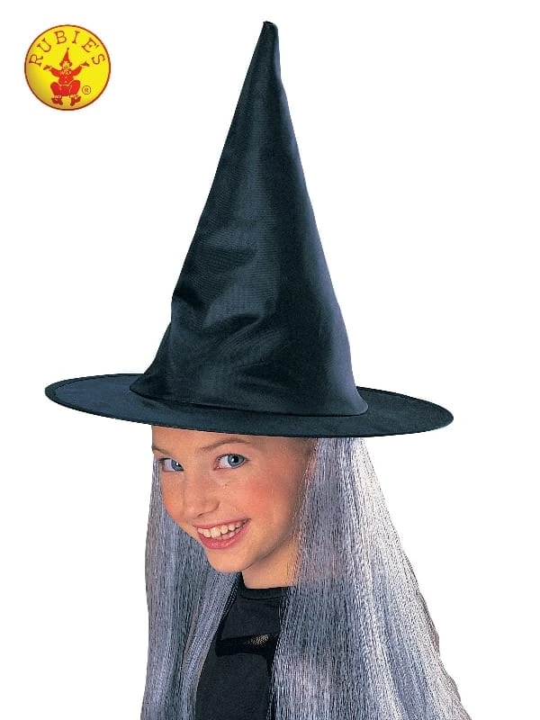 Witch Hat With Hair, Grey, Child 3 Witch Hat With Hair, Grey, Child