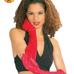 Long Velvet Gloves, Red