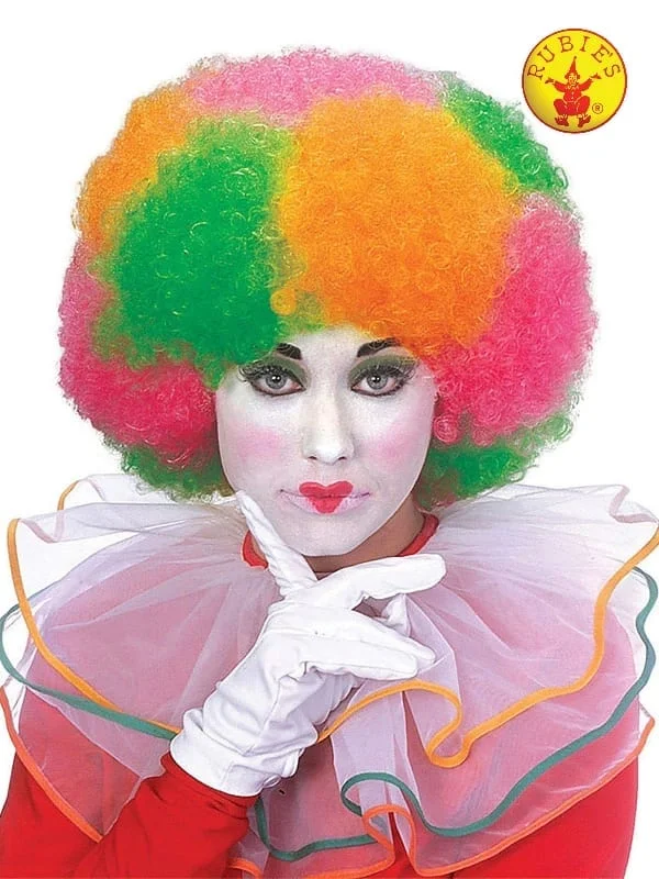Clown Multi Colour Neon Wig, Adult 3 Clown Multi Colour Neon Wig, Adult
