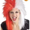 Sport Fanatic Red/White Wig, Adult -Fancy Dress Store 51190