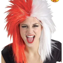 Sport Fanatic Red/White Wig, Adult