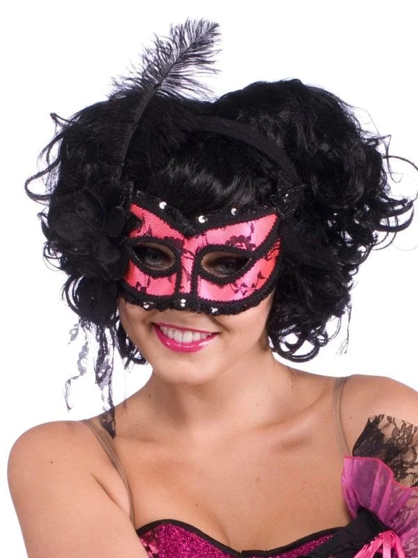 Burlesque Half Mask, Pink/Black 2 Burlesque Half Mask, Pink/Black - Image 2
