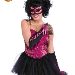 Burlesque Half Mask, Pink/Black