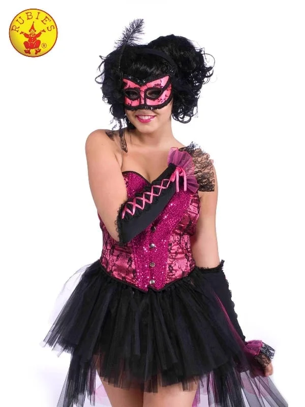 Burlesque Half Mask, Pink/Black 1 Burlesque Half Mask, Pink/Black