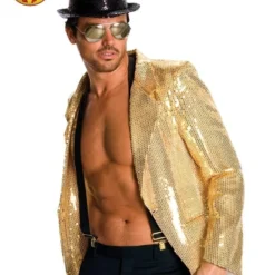 Sequin Jacket Men Gold, Adult