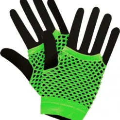 Short Fishnet Punk Gloves (Neon Green)