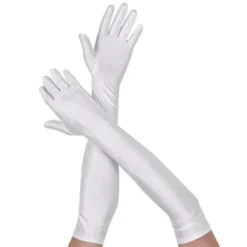 Long Satin Gloves (White)