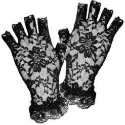 Short Lace Fingerless Gloves (Black)