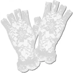 Short Lace Fingerless Gloves (White)