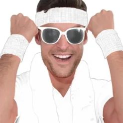 Accessories Sweat Wristbands & Headband Set (White)