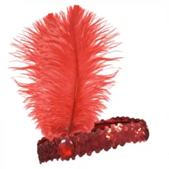 20s Flapper Headband Sequined (Red)