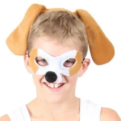 Animal Headband & Mask Set (Dog Brn/Wh)