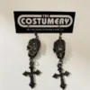 Jewelled Black Skull & Cross Earrings 2 Jewelled Black Skull & Cross Earrings -Fancy Dress Store IMG 3235 600x800.jpg