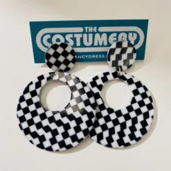 Round Checkered Earrings