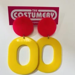 Chunky Yellow & Red Retro Earrings
