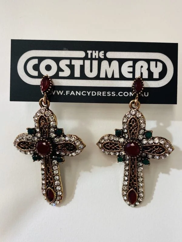 Sparkly Black & Silver Jewelled Cross Earrings 3 Sparkly Black & Silver Jewelled Cross Earrings