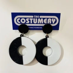 Bi-Colour Black & White Round Earrings