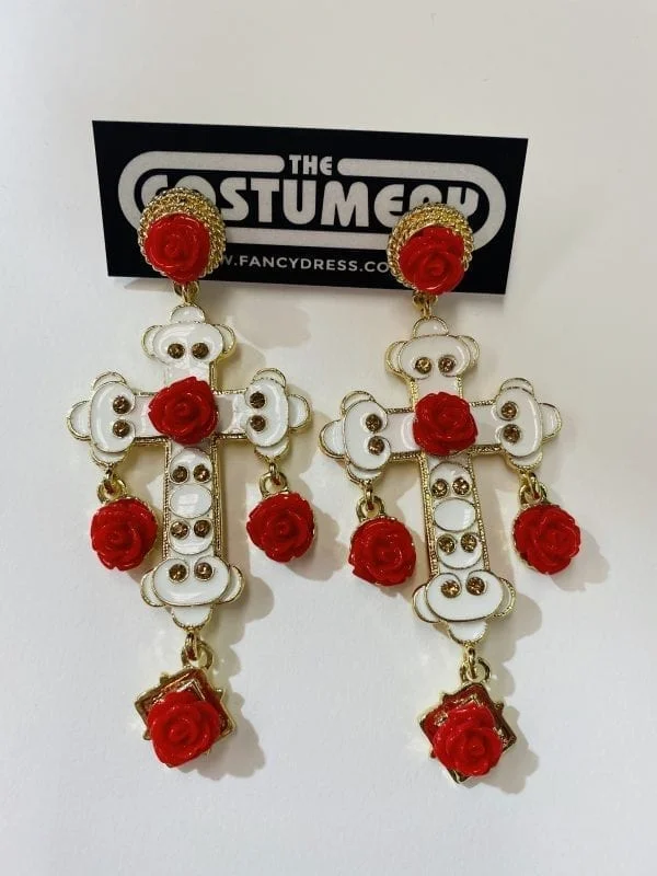 Day Of Dead White Cross Earrings 3 Day Of Dead White Cross Earrings