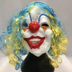 Ugly Clown Mask With Blue Hair