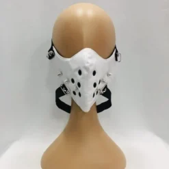 Studded/Eyelet Face Cover (White)