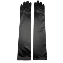 Long Satin Gloves (Black)